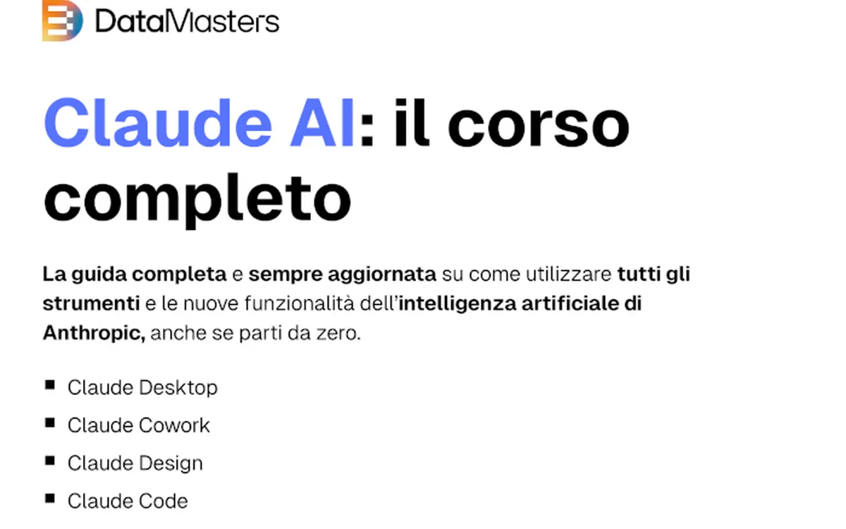 Scarica Claude AI: il corso completo – Data Masters